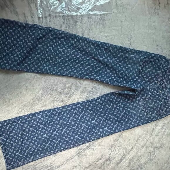 LOUIS VUITTON jacquard all-over print zip-up jeans - Picture 7 of 13